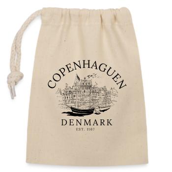 Copenhaguen Denmark Est 1167 - Closable cotton gift bag (14x20cm) - nature - Front