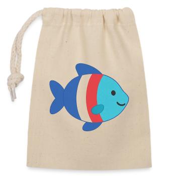 Fisch gestreift - Verschließbarer Geschenkbeutel aus Baumwolle (14x20cm) - Natur - Vorne