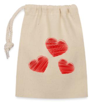 CŒUR. CŒURS. SAINT VALENTIN. LOVE. AMOUR. HEART - Sac cadeau en coton avec cordon (14 x 20 cm) - nature - Devant