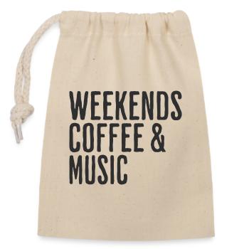 Détente Weekend Café Et Musique - Sac cadeau en coton avec cordon (14 x 20 cm) - nature - Devant