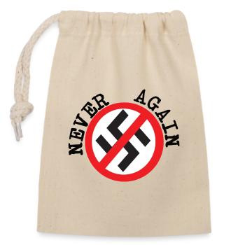 Never Again - Closable cotton gift bag (14x20cm) - nature - Front