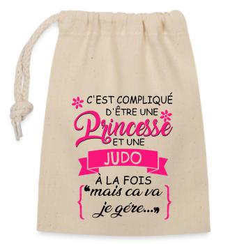 C est Complique D tre Une Princesse Judo - Sac cadeau en coton avec cordon (14 x 20 cm) - nature - Devant