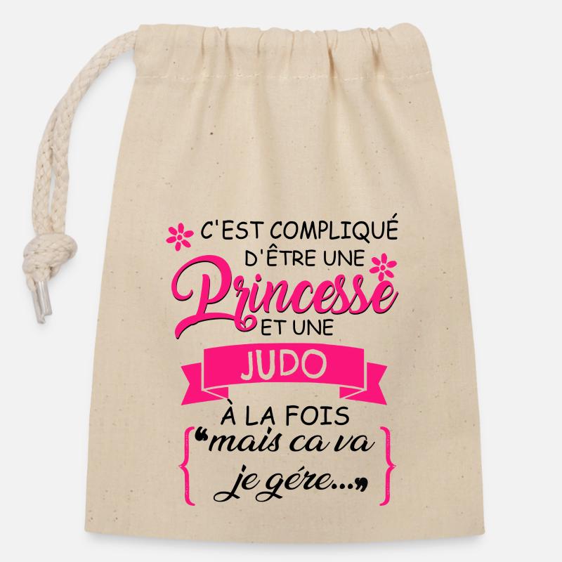 C est Complique D tre Une Princesse Judo - Sac cadeau en coton avec cordon (14 x 20 cm) - nature