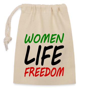 Women life freedom - Sac cadeau en coton avec cordon (14 x 20 cm) - nature - Devant
