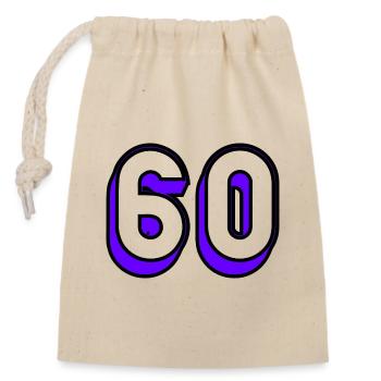 60. BIRTHDAY. HAPPY BIRTHDAY - Closable cotton gift bag (14x20cm) - nature - Front