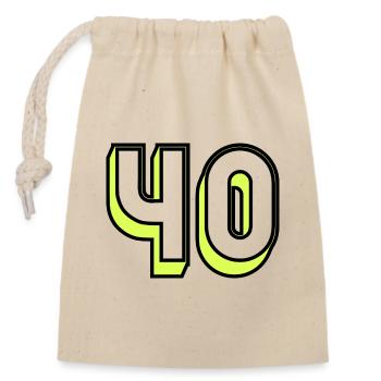 40. ANNIVERSAIRE. HAPPY BIRTHDAY. - Sac cadeau en coton avec cordon (14 x 20 cm) - nature - Devant