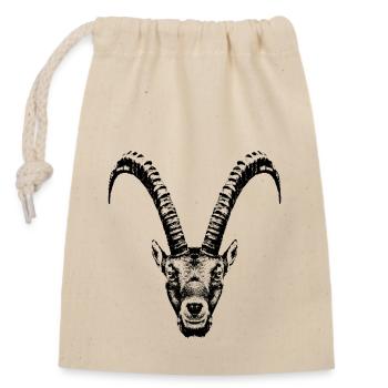 Steinbock / Kopf / Ibex / frontal - Verschließbarer Geschenkbeutel aus Baumwolle (14x20cm) - Natur - Vorne