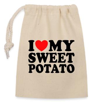 J'aime Ma Patate Douce Couple Thanksgiving - Sac cadeau en coton avec cordon (14 x 20 cm) - nature - Devant