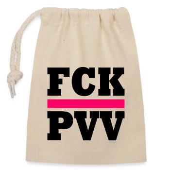 Fck pvv - Closable cotton gift bag (14x20cm) - nature - Front