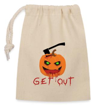 Halloween Pumpkin Get Out - Closable cotton gift bag (14x20cm) - nature - Front