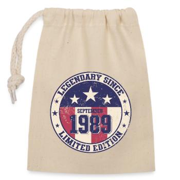 35th Birthday Vintage September 1989 Vintage 89 - Closable cotton gift bag (14x20cm) - nature - Front
