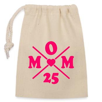 Mom 2025 - Closable cotton gift bag (14x20cm) - nature - Front