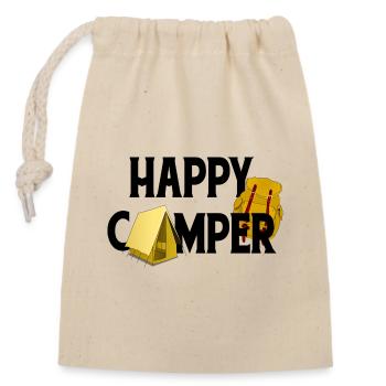 Happy Camper - la tente et le sac à dos vous rendent heureux! - Sac cadeau en coton avec cordon (14 x 20 cm) - nature - Devant