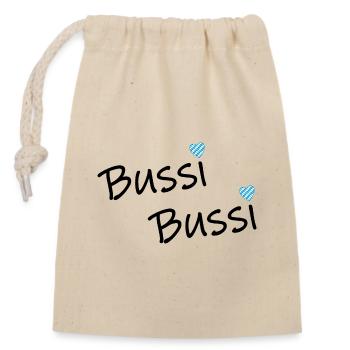 Bussi Bussi bayerisches Herzerl - Verschließbarer Geschenkbeutel aus Baumwolle (14x20cm) - Natur - Vorne