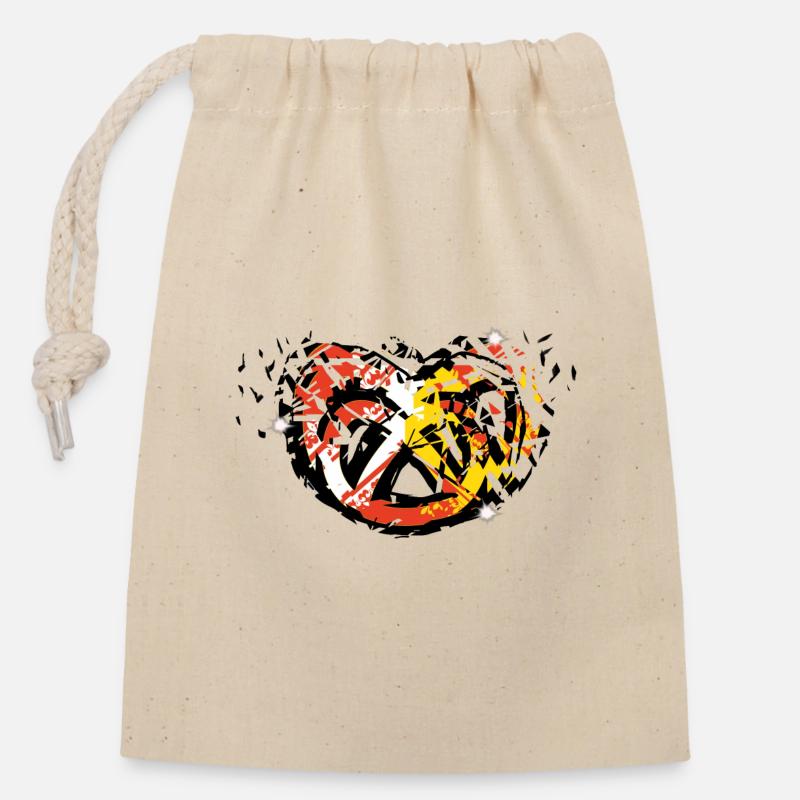 Bretzel Alsace eclat free - Sac cadeau en coton avec cordon (14 x 20 cm) - nature