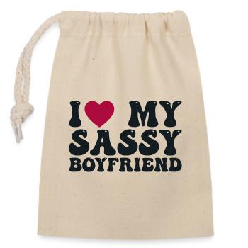 I love my sassy boyfriend - Closable cotton gift bag (14x20cm) - nature - Front
