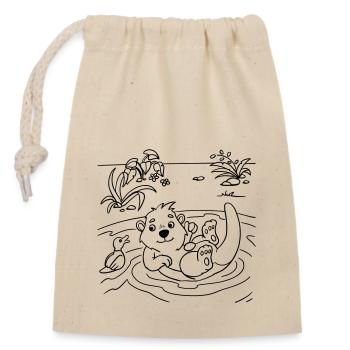 Otter-Malspaß für Kinderbekleidung und Taschen - Verschließbarer Geschenkbeutel aus Baumwolle (14x20cm) - Natur - Vorne