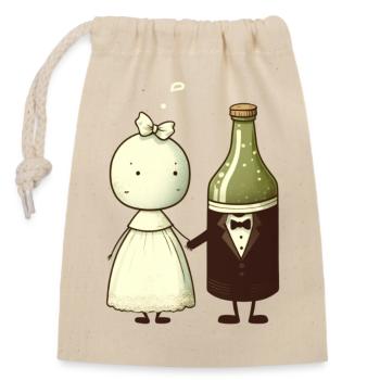 Bride marries a bottle of BIer - Closable cotton gift bag (14x20cm) - nature - Front