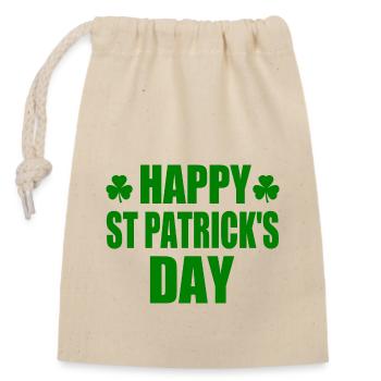 happy st patricks day - Verschließbarer Geschenkbeutel aus Baumwolle (14x20cm) - Natur - Vorne