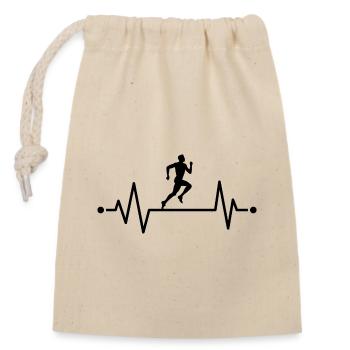 Runner's heartbeat - Closable cotton gift bag (14x20cm) - nature - Front