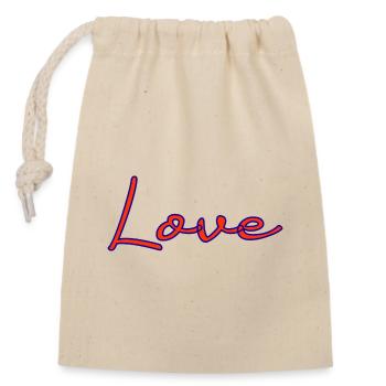 LOVE. COUPLE. JUST MARRIED. bachelorette party. SAINT VALENTINE. - Closable cotton gift bag (14x20cm) - nature - Front
