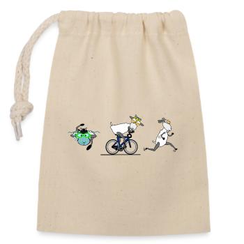 Triathlon - Verschließbarer Geschenkbeutel aus Baumwolle (14x20cm) - Natur - Vorne