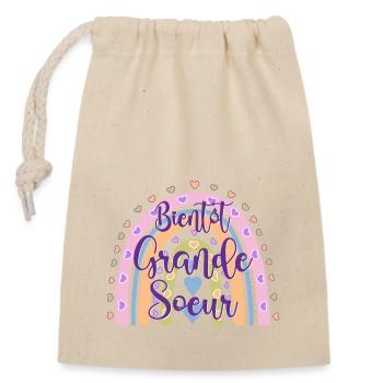Annonce grossesse grande sœur fille future sœur - Sac cadeau en coton avec cordon (14 x 20 cm) - nature - Devant