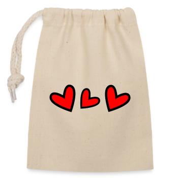 RETRAITE. BONNE RETRAITE. JOYEUSE RETRAITE. COEUR - Sac cadeau en coton avec cordon (14 x 20 cm) - nature - Devant