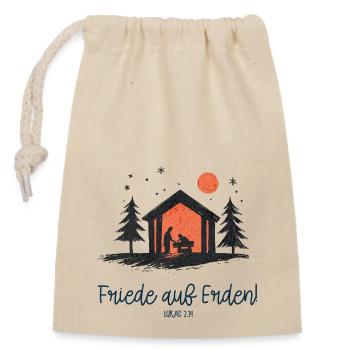 Paix sur Terre Noël à la Crèche Jésus - Sac cadeau en coton avec cordon (14 x 20 cm) - nature - Devant