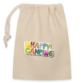 Happy Camping - Closable cotton gift bag (14x20cm) - nature - Front