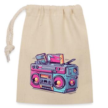 Retro Radio Kassette Vintage - Verschließbarer Geschenkbeutel aus Baumwolle (14x20cm) - Natur - Vorne