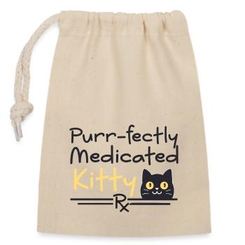 Vet Cat | Purrfectly medicated - Closable cotton gift bag (14x20cm) - nature - Front