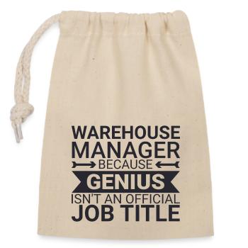 Warehouse Manager Genius - Verschließbarer Geschenkbeutel aus Baumwolle (14x20cm) - Natur - Vorne