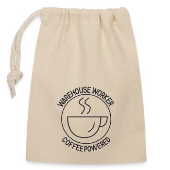 Warehouse Worker Coffee Powered - Verschließbarer Geschenkbeutel aus Baumwolle (14x20cm) - Natur - Vorne