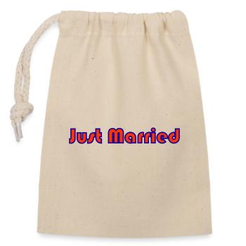 COUPLE. JUST MARRIED. bachelorette party. SAINT VALENTINE. MARIES - Closable cotton gift bag (14x20cm) - nature - Front