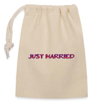 LOVE. COUPLE. JUST MARRIED. bachelorette party. SAINT VALENTINE. - Closable cotton gift bag (14x20cm) - nature - Front