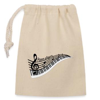 Keyboard Piano player - on bright - Closable cotton gift bag (14x20cm) - nature - Front