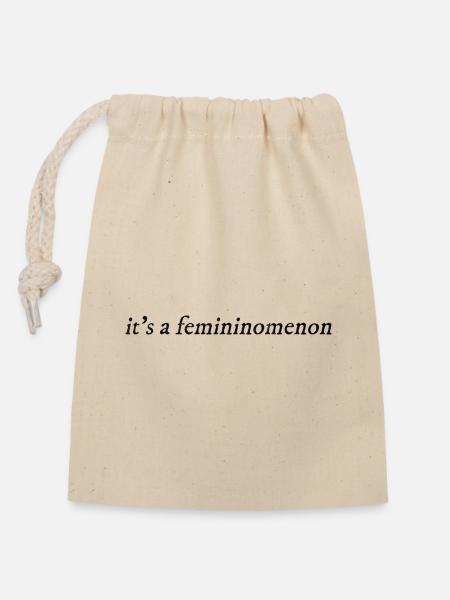 C’est un fémininoménon - Sac cadeau en coton avec cordon (14 x 20 cm) - nature