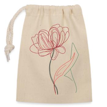 Croquis : Fleur - Sac cadeau en coton avec cordon (14 x 20 cm) - nature - Devant