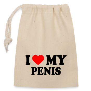 I love my penis - Verschließbarer Geschenkbeutel aus Baumwolle (14x20cm) - Natur - Vorne