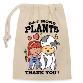 Mangez plus de plantes - Sac cadeau en coton avec cordon (14 x 20 cm) - nature - Devant