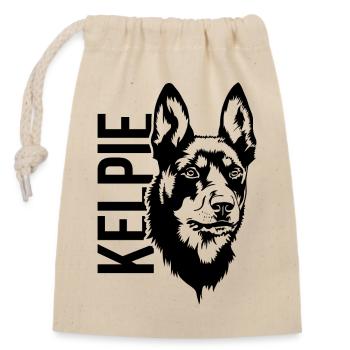 Australian KELPIE Hütehund Portrait Hundeportrait - Verschließbarer Geschenkbeutel aus Baumwolle (14x20cm) - Natur - Vorne