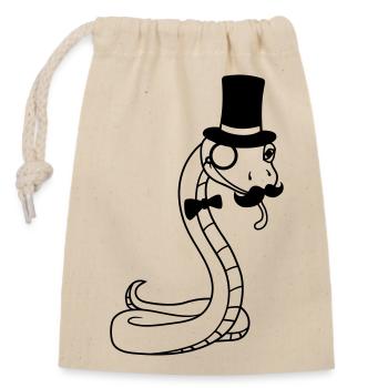 gentleman gentlemen cylinder rich monocle glasses s - Closable cotton gift bag (14x20cm) - nature - Front