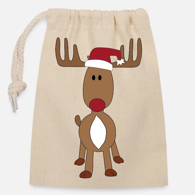 Christmas - Closable cotton gift bag (14x20cm) - nature