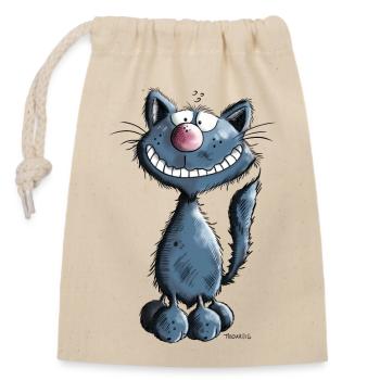 Smiling Cat - Sac cadeau en coton avec cordon (14 x 20 cm) - nature - Devant