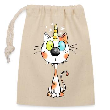 Mignon chat comique - Sac cadeau en coton avec cordon (14 x 20 cm) - nature - Devant