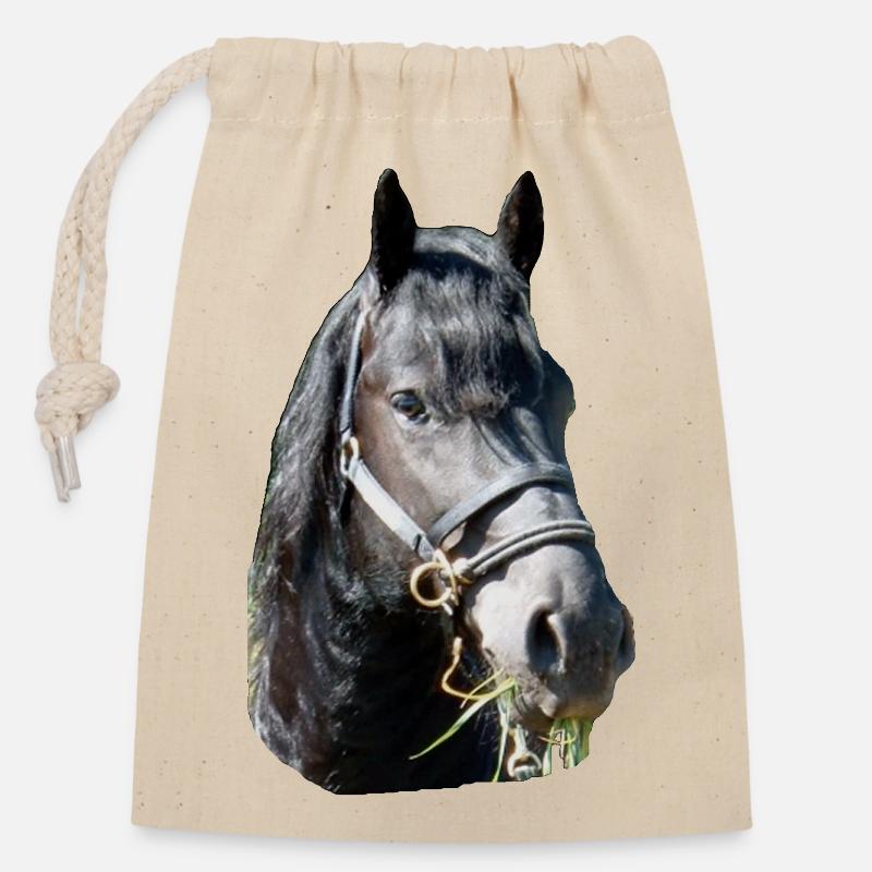 Frieze head - Closable cotton gift bag (14x20cm) - nature