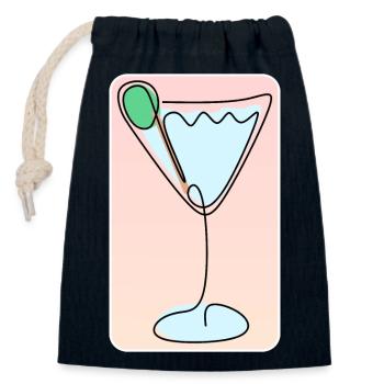 COCKTAIL Getränke Trinken - Verschließbarer Geschenkbeutel aus Baumwolle (14x20cm) - Navy - Vorne