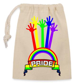 Fierté mains arc-en-ciel - Sac cadeau en coton avec cordon (14 x 20 cm) - nature - Devant