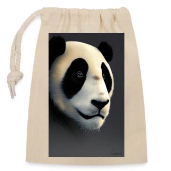 Panda cool portrait drawing close-up cool - Closable cotton gift bag (14x20cm) - nature - Front